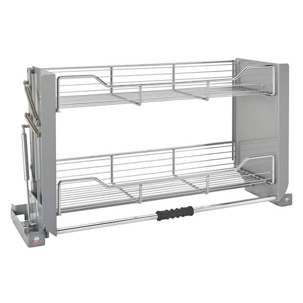Chrome 36 in. Kitchen Pull-Down Wall Cabinet Shelf System