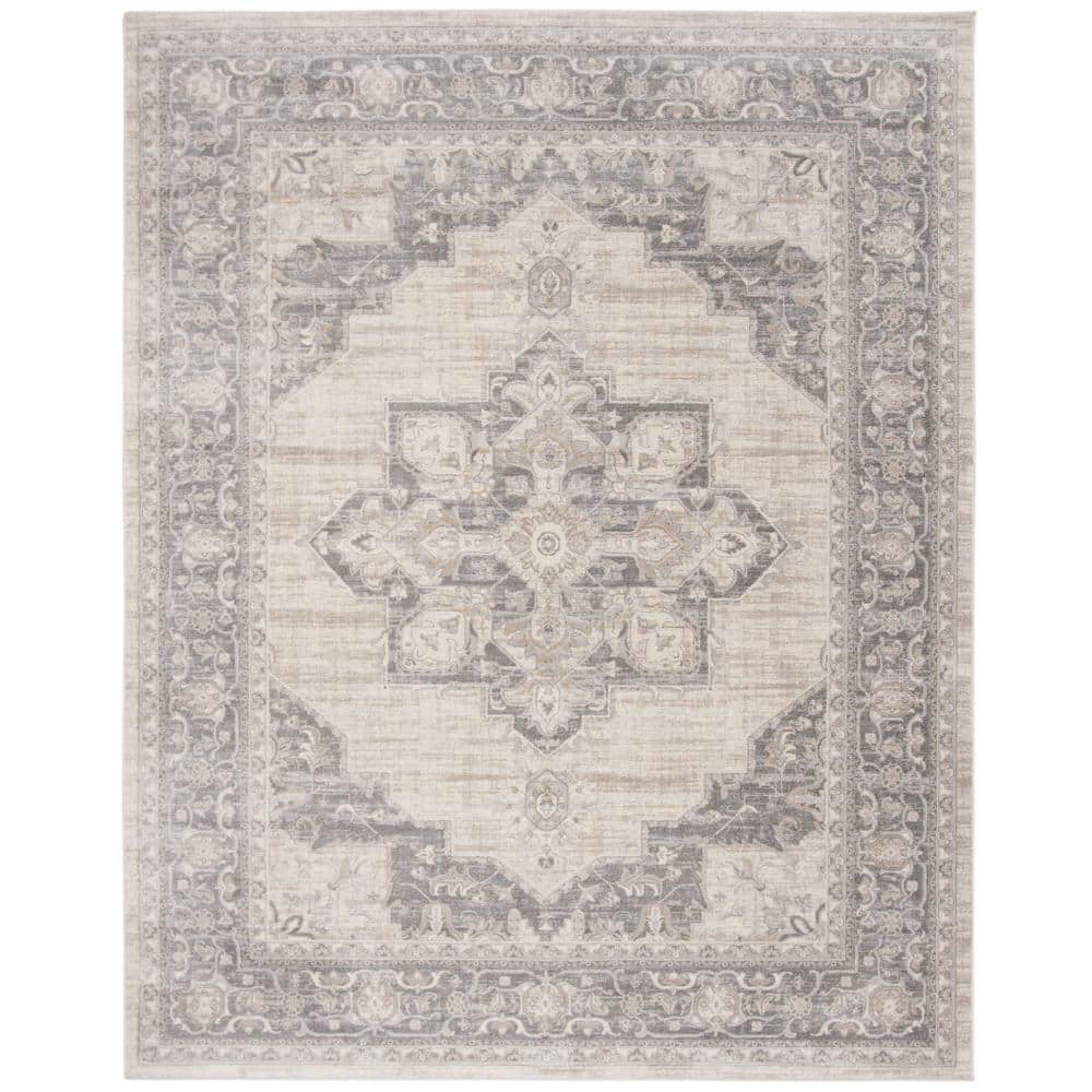 Brentwood Cream and Gray Synthetic 10' x 13' Area Rug