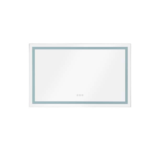 FUNKOL 28 in. W x 36 in. H Rectangular High-Polished Crystal Frameless LED Wall Mount Bathroom Vanity Mirror