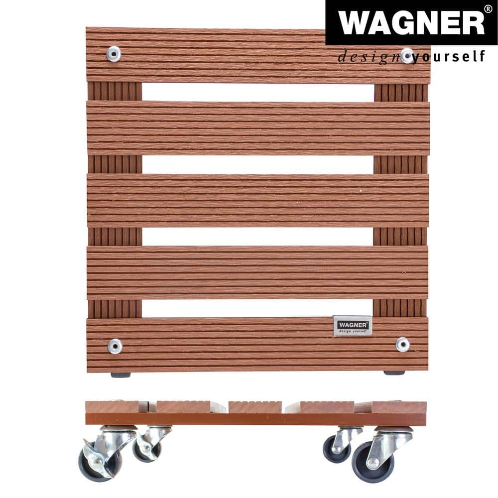 11.4" Terra Cotta Wood Plastic Composite Square Plant Caddy