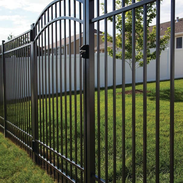 Barrette Outdoor Living Natural Reflections Standard-Duty 4 ft. W x 4 ft. H Black Aluminum Arched Pre-Assembled Fence Gate