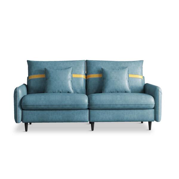 Utopia 4niture Raina 72.80 in. Wide Square Arm Fabric Mid-Century Modern Straight Sofa in Green