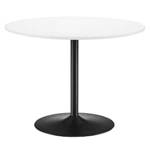 Amuse Black White Wood 45 in. Column Dining Table 4-Seats
