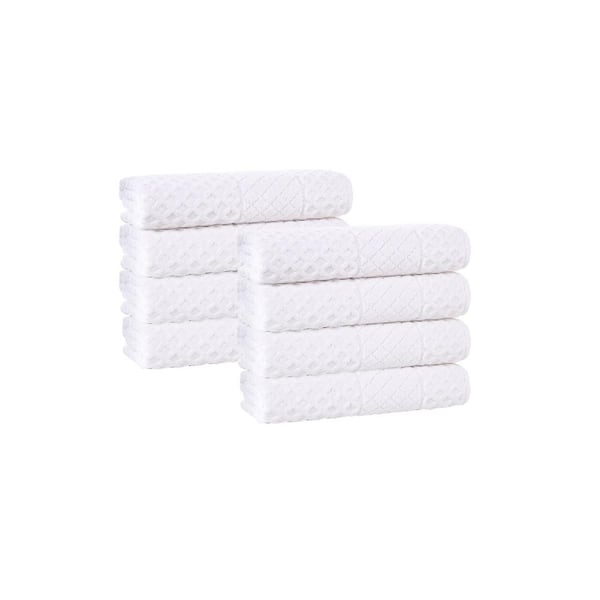 Enchante Home Glossy 8-Piece White Turkish Cotton Wash Towels