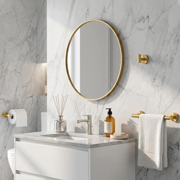3-Piece Bath Hardware Set with Towel Bar, Toilet Paper Holder and Robe Hook in Gold