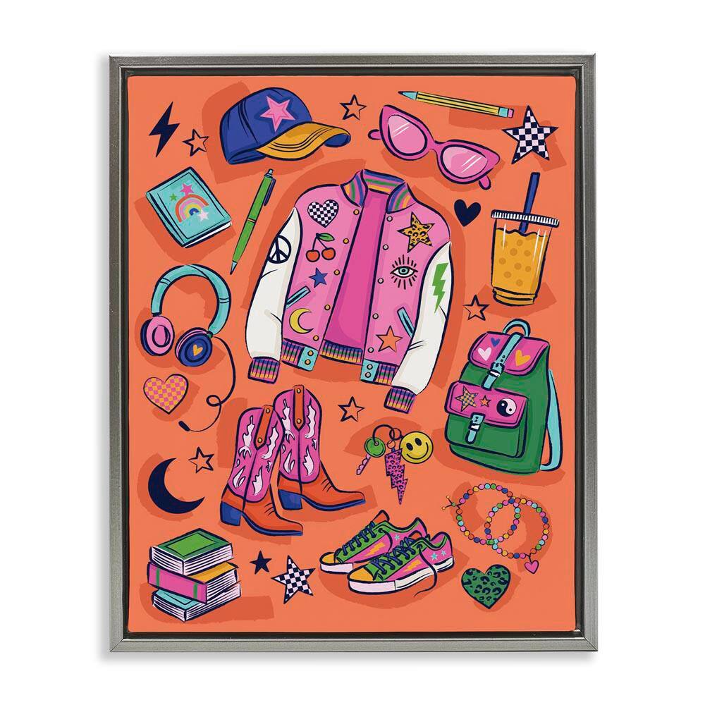 Bright Fashion School Essentials by Lisa Perry Whitebutton Gray Floater Frame Abstract Graphic Art Print 31 in. x 25 in. price history on PriceWatchPro