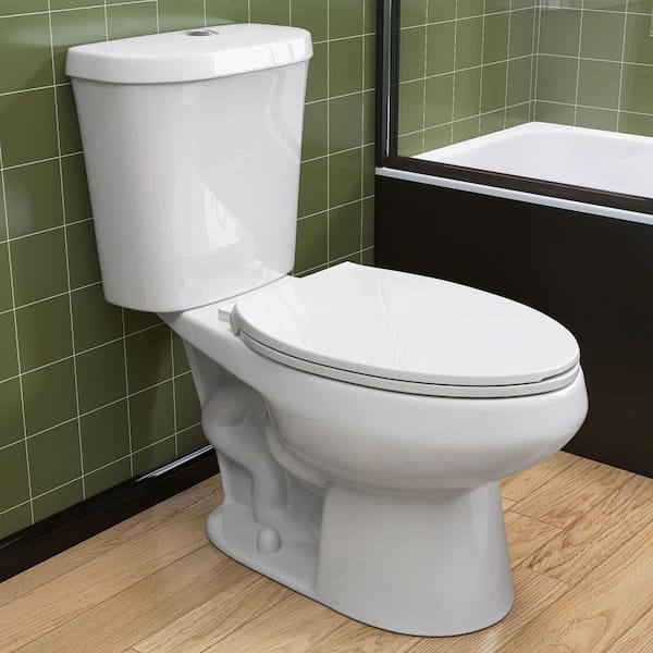 Dual Flush Two Piece Toilets 12 in. Rough-in 1.1/1.6 GPF Elongated 2-Piece Bathroom Toilet in White with Soft-close Seat