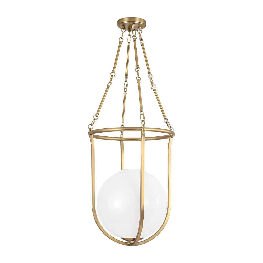 Maris 1-Light 17.7-in W Modern Glam Brushed Gold Globe Pendant Light with Open Cage Frame for Bedroom and Foyer price history on PriceWatchPro