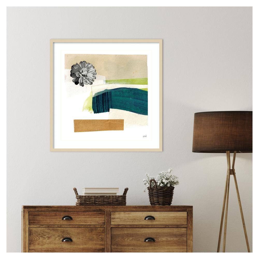 Day Beach I Abstract Giclee Print with Natural Frame