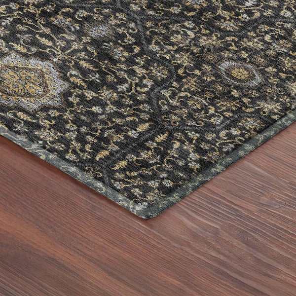 Mayfield Premium Machine Washable Abstract AMF2409 Black 2 ft. x 3 ft. Accent Rug