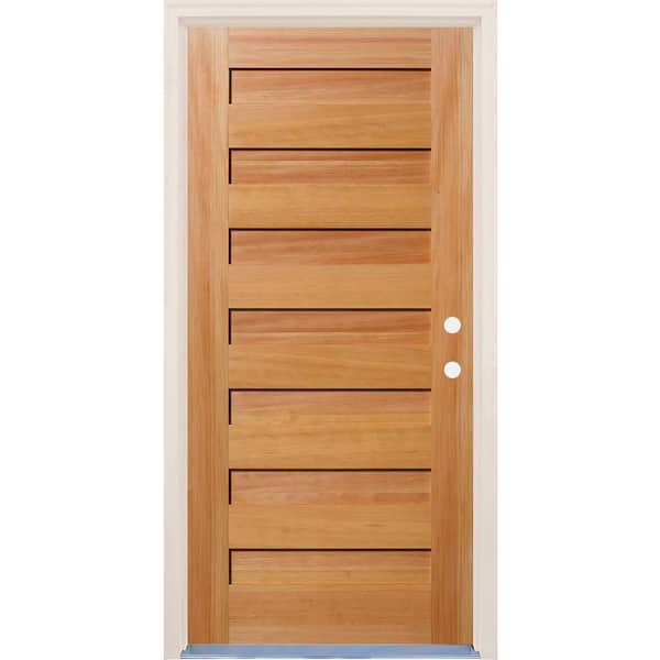 Builders Choice 36 in. x 80 in. 7 Panel Left-Hand/Inswing Unfinished Fir Wood Prehung Front Door