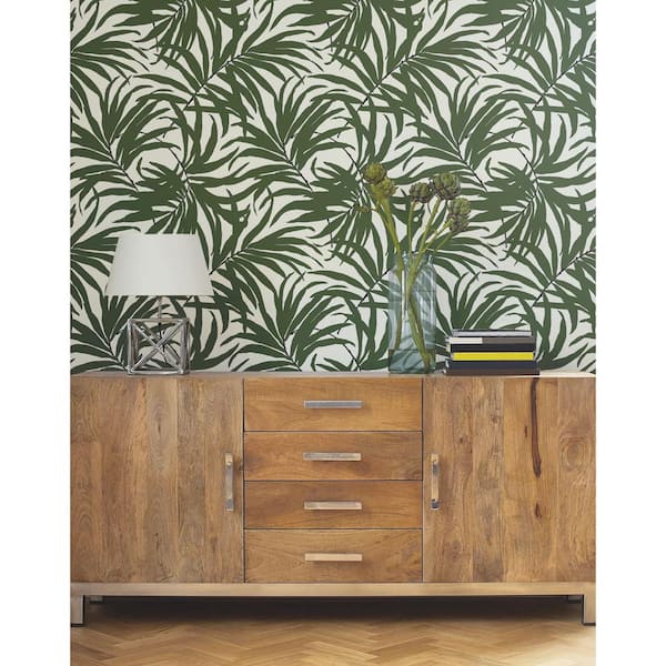 Green Bali Leaves Peel and Stick Wallpaper 45 sq ft