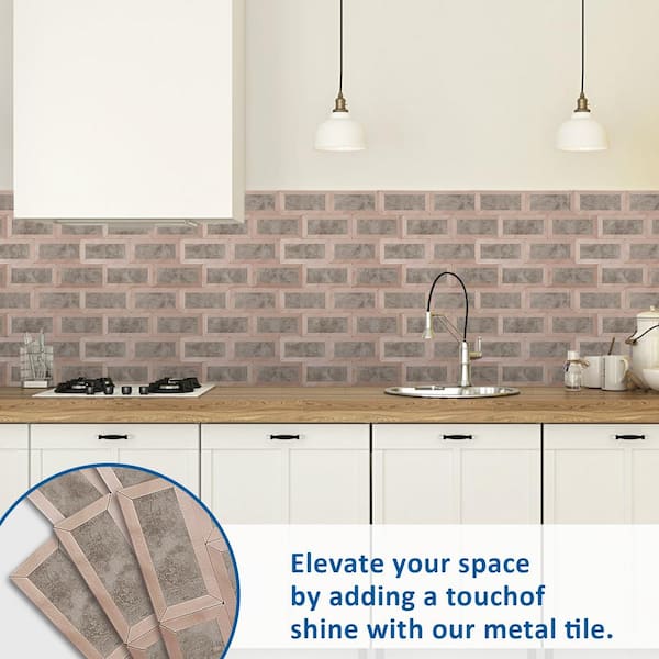 Smart Tiles 3D Peel and Stick Backsplash 4 Sheets of 11.56 x 8.38 Kitchen and Bathroom Wallpaper Metro Sunny