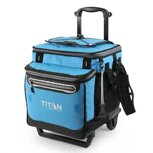 40 qt. Collapsible Beverage Jug Cooler with Wheels and All-Terrain Cart, Blue