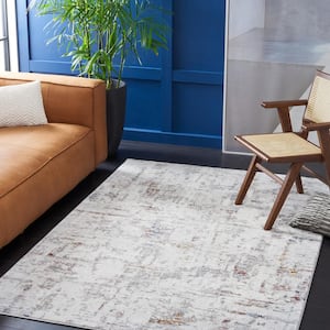 Craft Gray/Red 7 ft. x 7 ft. Distressed Marble Square Area Rug
