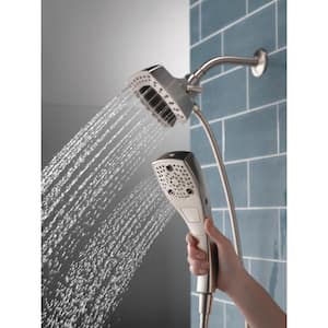 In2ition 5-Spray Patterns 1.75 GPM 5.75 in. Wall Mount Dual Shower Heads in Stainless