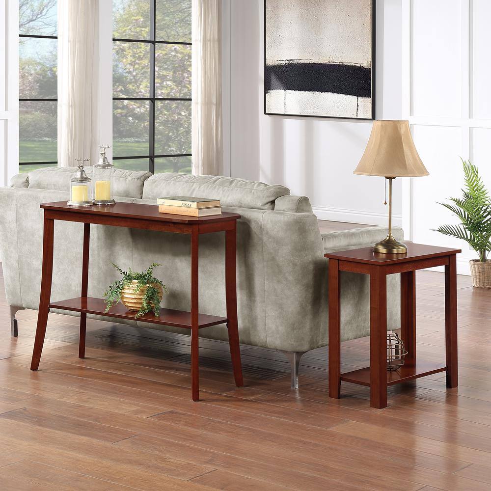 Mahogany Wood Console Table with Storage Shelf