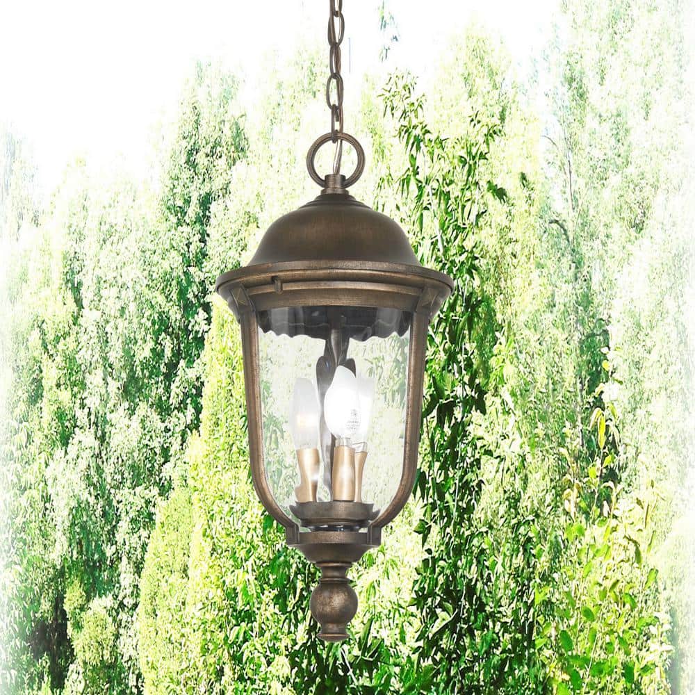 Havenwood Tauira Bronze & Alder Silver 3-Light Outdoor Hanging Lantern