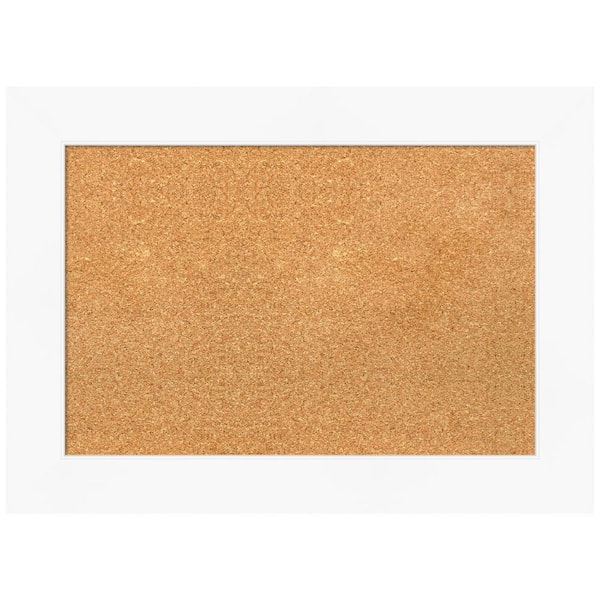 Amanti Art Cabinet White 29.38 in. x 21.38 in. Framed Corkboard Memo Board