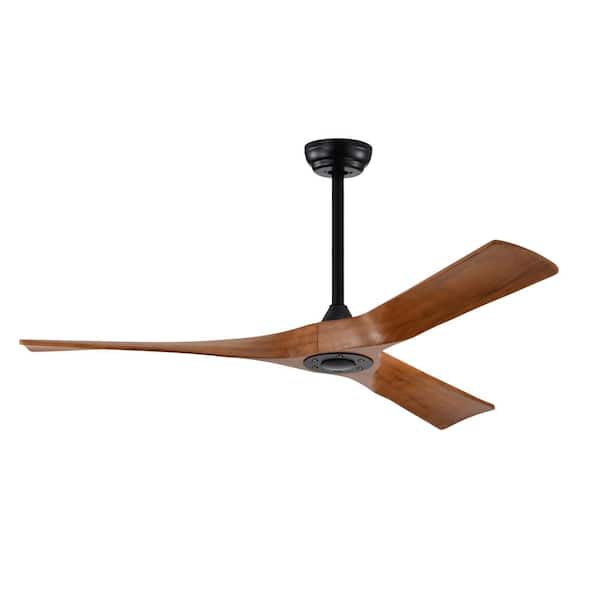Nivencai 52 in. Indoor/Outdoor Black Ceiling Fan with Remote Included for Bedrooms or Living Rooms