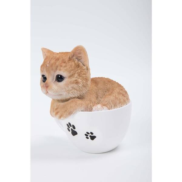 Hi Line Gift Teacup Kitten Orange Tabby Statue A The Home Depot