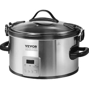 8 Qt. 320-Watt Electric Slow Cooker Pot with 3-Level Heat Settings Digital Slow Cookers with 20-Hours Max Timer Sliver