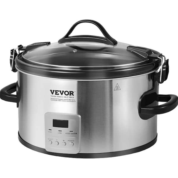 VEVOR Slow Cooker 8 qt. 320W Electric Slow Cooker Pot with 3-Level Heat Settings Digital Slow Cookers with 20 Hours Max Timer
