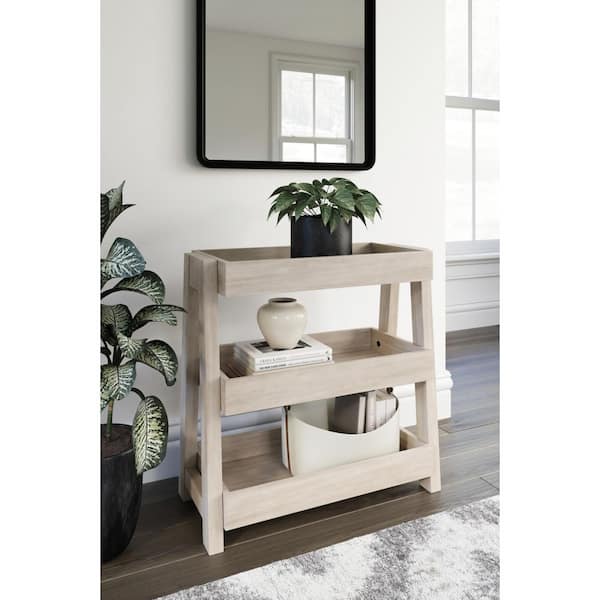 Signature Design By Ashley Blariden 26 in. Brown Rectangle Wood End Table with Shelves and Storage