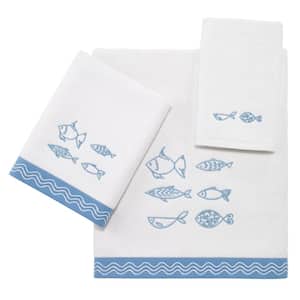 Blue Fin Bay 3 Pc 100% Cotton Bath Towel Set In White