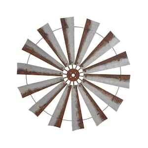 Metal Gray Indoor Outdoor Windmill Wall Decor