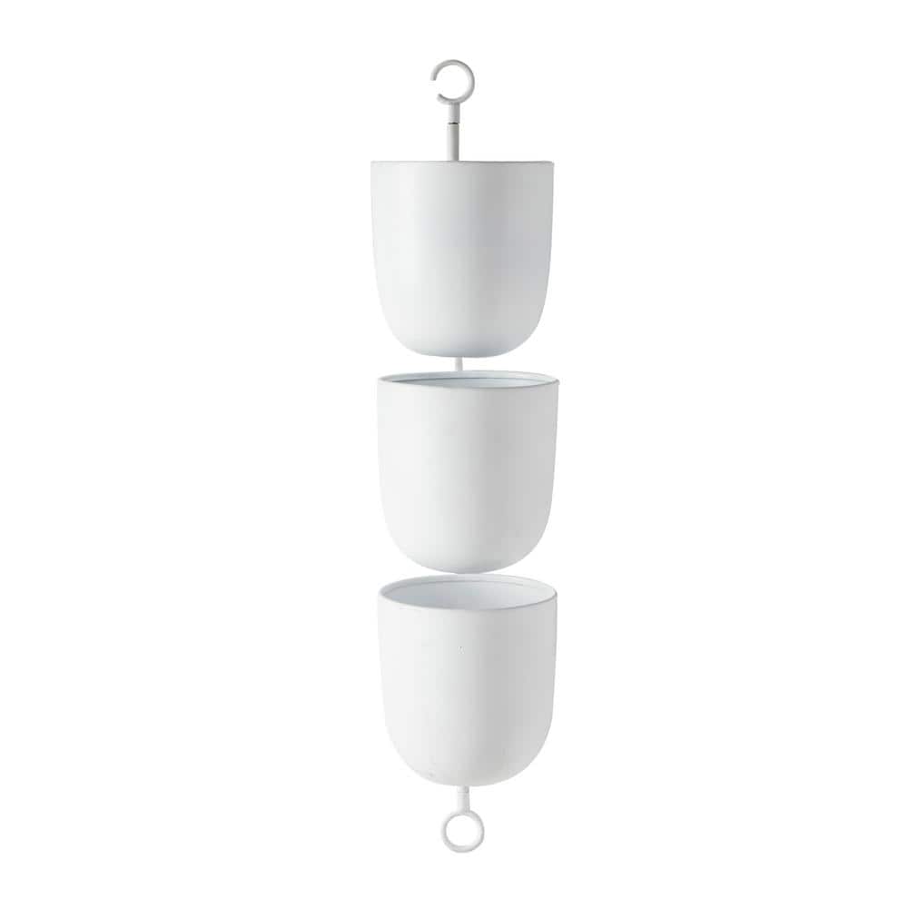 The Novogratz Layered White Metal Wall Planter, 12" x 25"