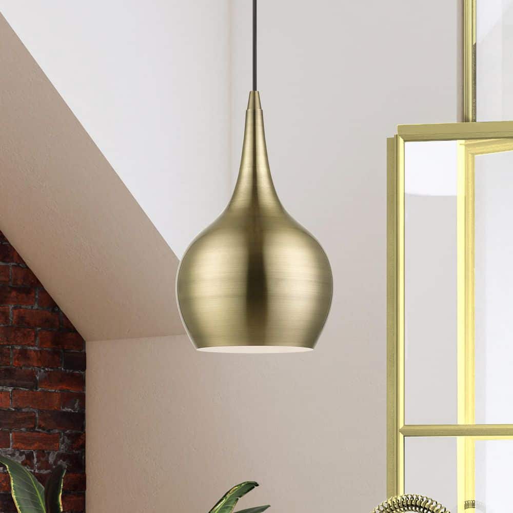 Antique Brass Mini Pendant with Glass Shade