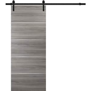 Sartodoors 0020 32 In. X 96 In. Flush Grey Oak Finished Wood Barn Door ...