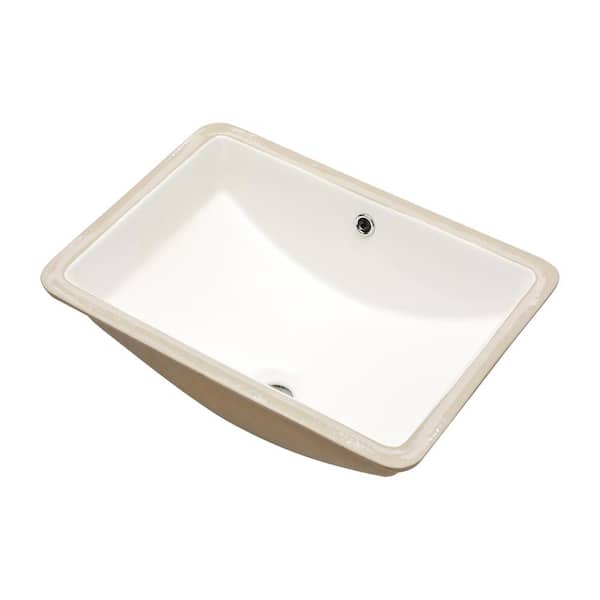 Logmey 18 in. Undermount Rectangular Porcelain Ceramic Bathroom Sink in White