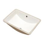 18 in. Undermount Rectangular Porcelain Ceramic Bathroom Sink in White