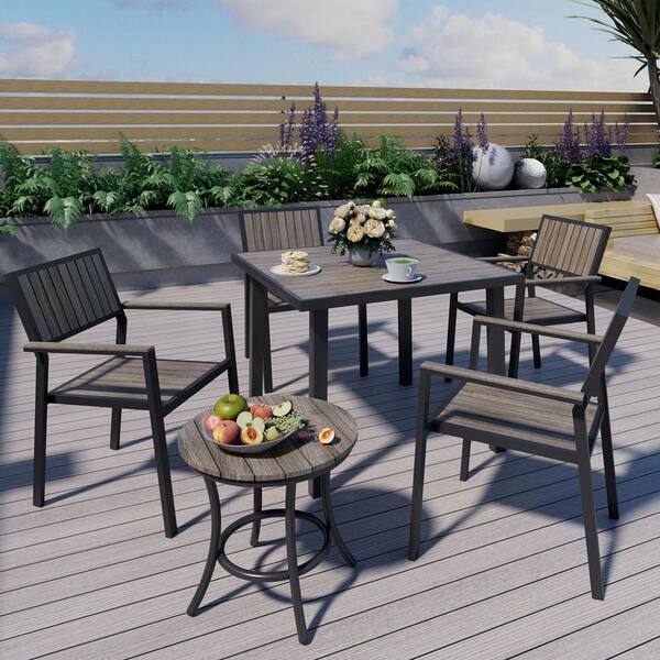 PamaPic 6-Piece Aluminum Outdoor Patio Dining Set with Rectangle