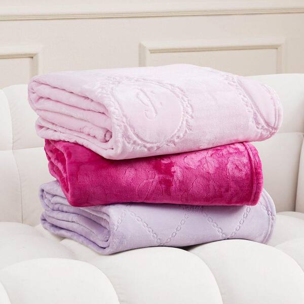 JUICY COUTURE Vintage Juicy Light Pink Plush Microfiber 60 in. x