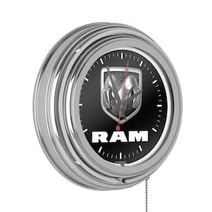 RAM White Logo Black Lighted Analog Neon Clock