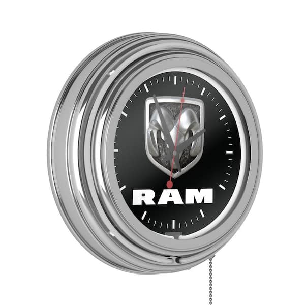 Unbranded RAM White Logo Black Lighted Analog Neon Clock