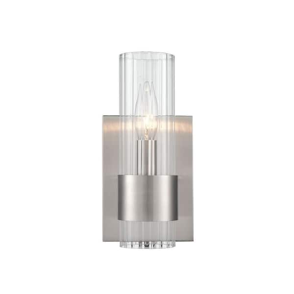 Millennium Lighting Caberton 4.7 in. 1-Light Brushed Nickel Sconce Clear Beveled