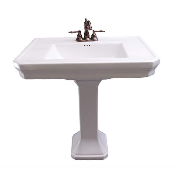 Barclay Products Anders Pedestal Sink Combo in White with 4 in. Centerset Faucet Holes