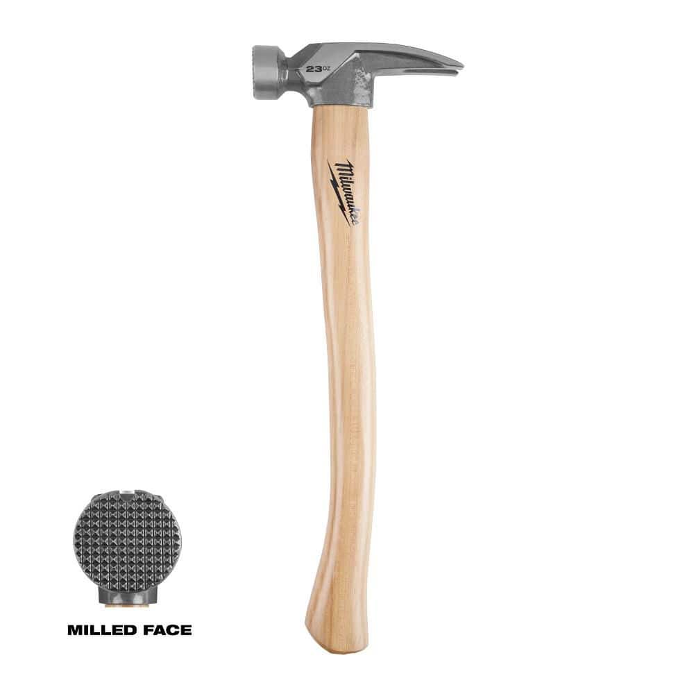 Milwaukee 23 oz. Milled Face Hickory Handle Framing Hammer 48-22