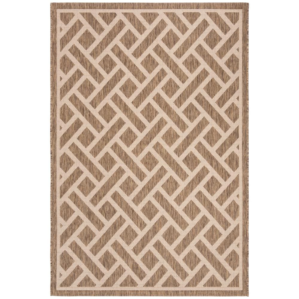 Courtyard Geometric Brown/Light Beige Indoor/Outdoor Rectangular Rug