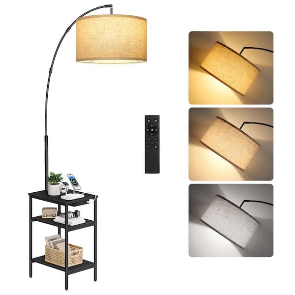 BICIK 76 in. Black Modern 1-Light Dimmable Arc LED Floor Lamp with