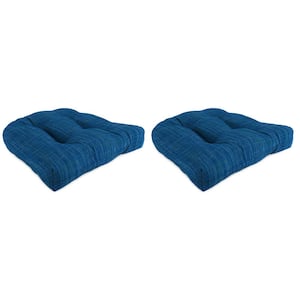18 in. L x 18 in. W x 4 in. T Outdoor Square Wicker Seat Cushion in Harlow Lapis (2-Pack)