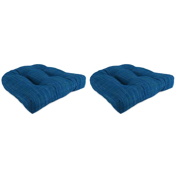 Jordan Manufacturing 18 in. L x 18 in. W x 4 in. T Outdoor Square Wicker Seat Cushion in Harlow Lapis (2-Pack)