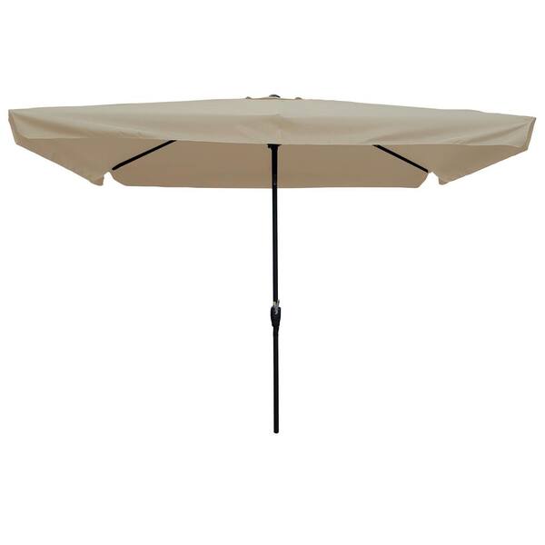 Boosicavelly 10 ft. x 6.5 ft. Outdoor Patio Tan Waterproof Umbrella with Crank and Push Button Tilt