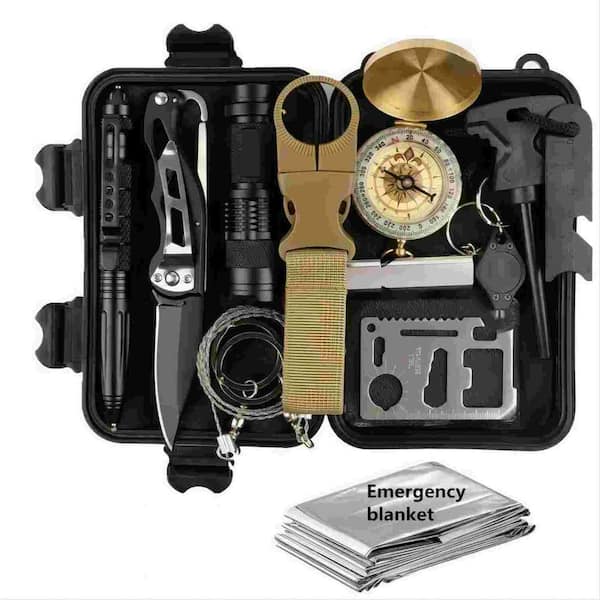 Afoxsos 12 in 1 Outdoor Emergency Survival Equipment Mountaineering Camping  Toolbox Portable Self-defense Gear Kit SOS EDC Case HDDB1570 - The Home  Depot