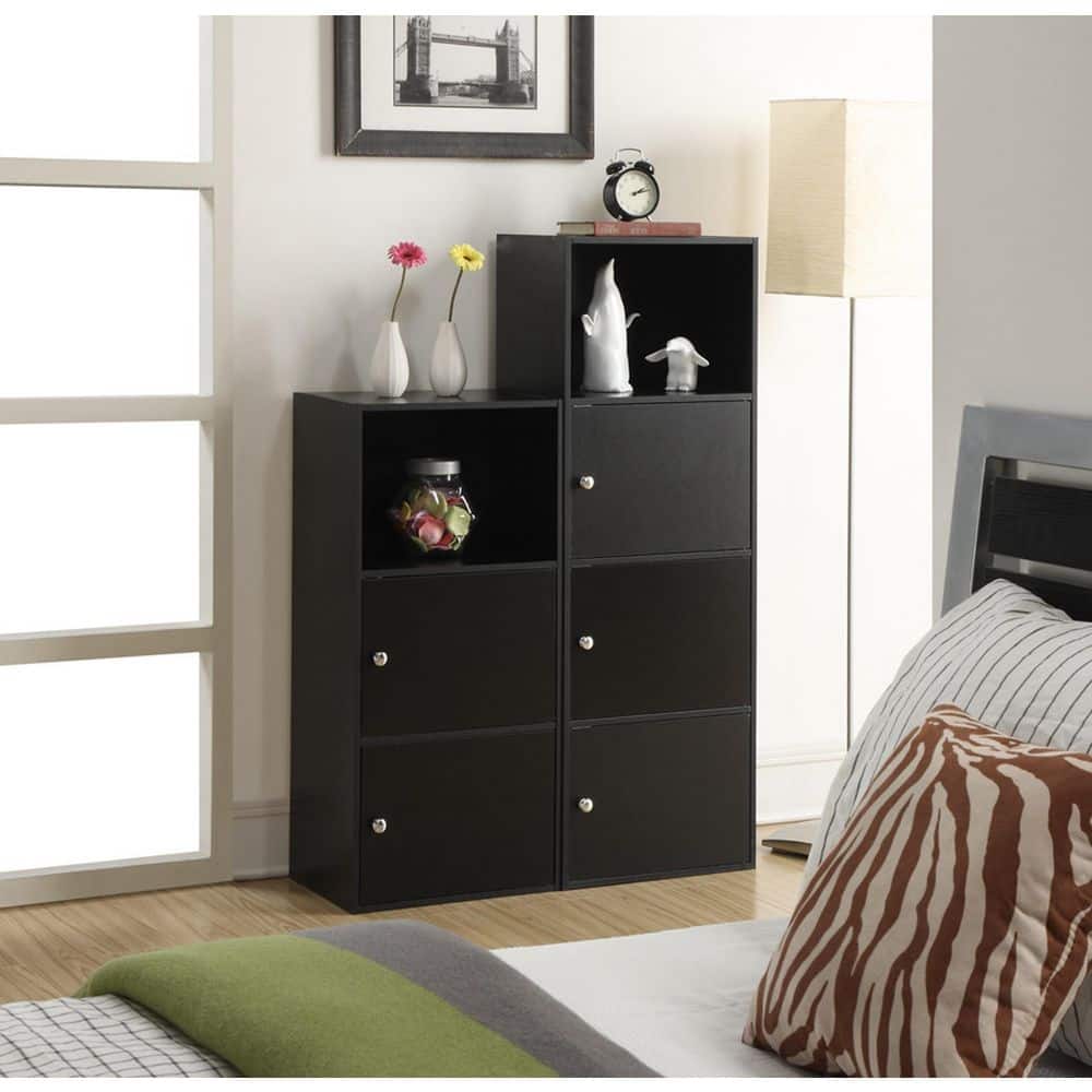 Black Modular Office Storage Cabinet with Chrome Knobs