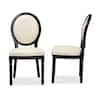 Louis Traditional Beige Faux Leather and Black Wood 2-Piece Dining Chair Set